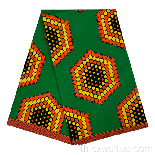 ผ้าแว็กซ์พิมพ์บล็อกแอฟริกันสำหรับเสื้อผ้า